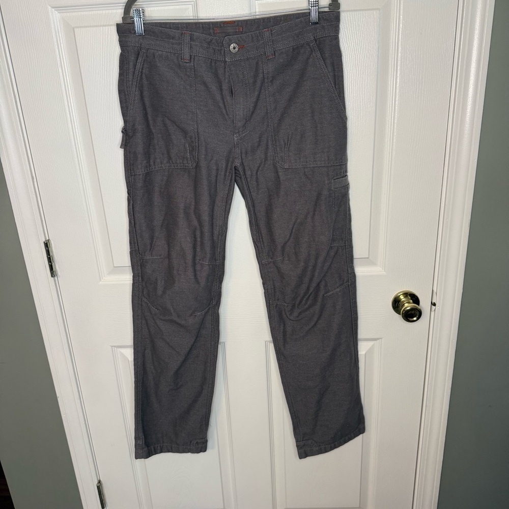 L.L. Bean Rare Mens Gray Canvas Heavy Duty Pants Style # 285620 Size 34L 32W GUC